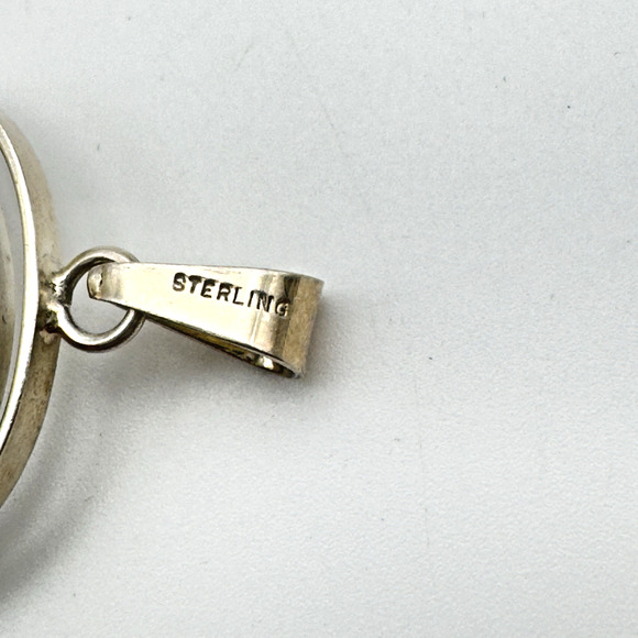 Sterling Silver Purple Stone Pendant Clear Stone Architectural Modern - Picture 5 of 7